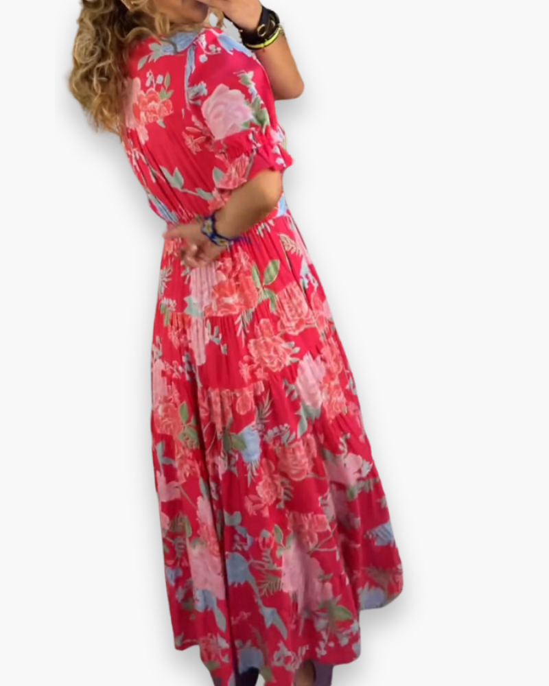 Damen Elegantes Blumendruck Kleid | Maxi Stil