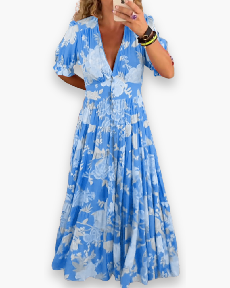 Damen Elegantes Blumendruck Kleid | Maxi Stil