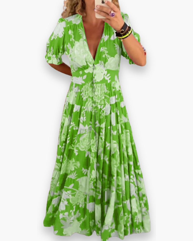 Damen Elegantes Blumendruck Kleid | Maxi Stil