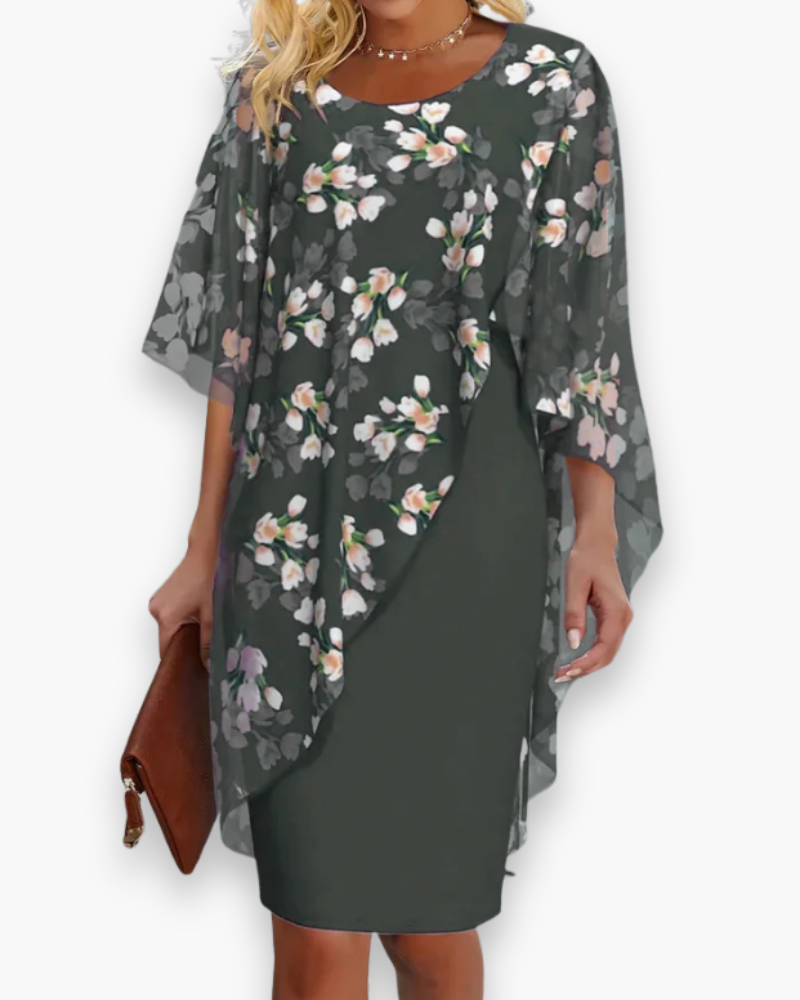 Damen Elegantes Blumenkleid | Midi für Hochzeitsgast