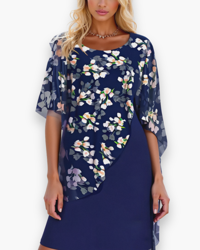 Damen Elegantes Blumenkleid | Midi für Hochzeitsgast