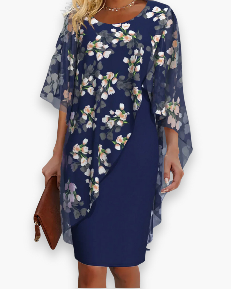 Damen Elegantes Blumenkleid | Midi für Hochzeitsgast