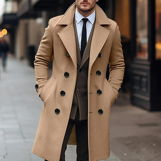 Mantel Herren Winterjacke | Doppelreiher mit Reverskragen und Knopfleiste