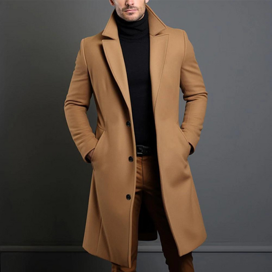 Mantel Herren Winterjacke | Langer Schnitt mit Reverskragen und Seitentaschen