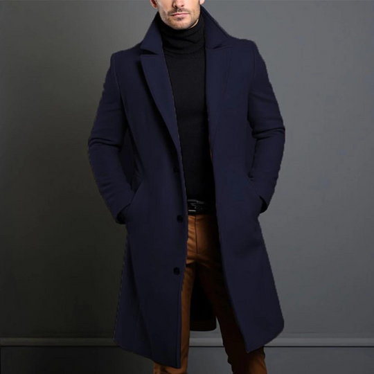 Mantel Herren Winterjacke | Langer Schnitt mit Reverskragen und Seitentaschen
