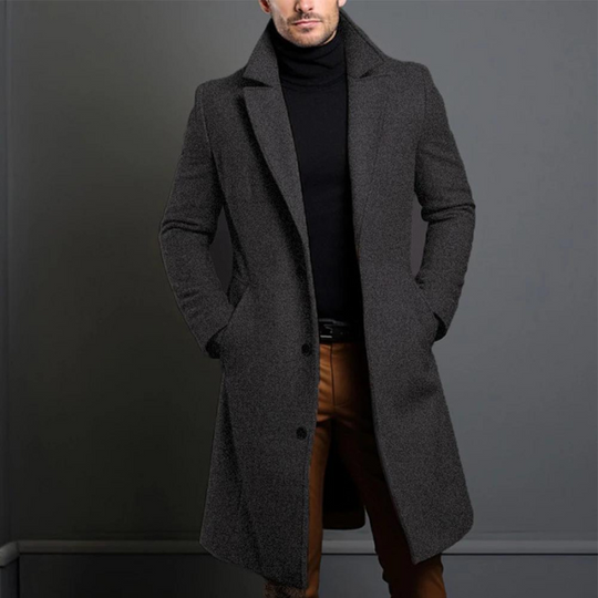 Mantel Herren Winterjacke | Langer Schnitt mit Reverskragen und Seitentaschen