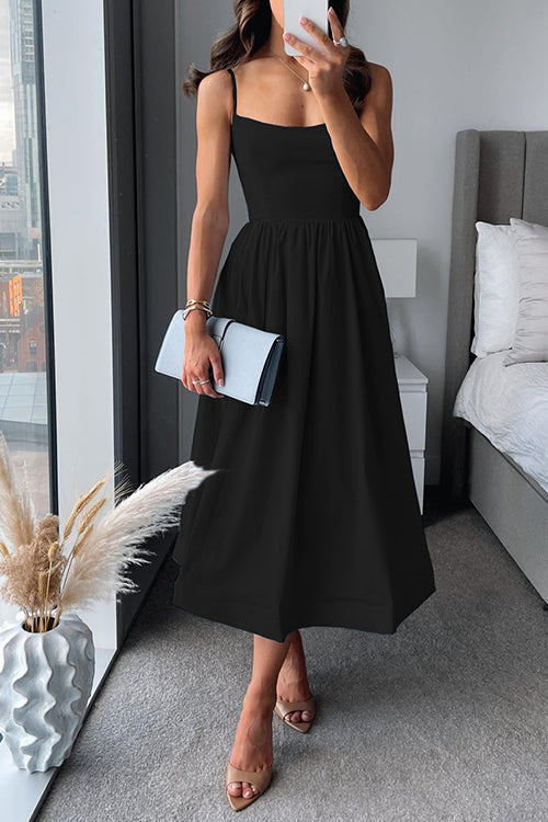 Abendkleid Damen | Spaghettiträger Mit Ausgestelltem Rock Midi