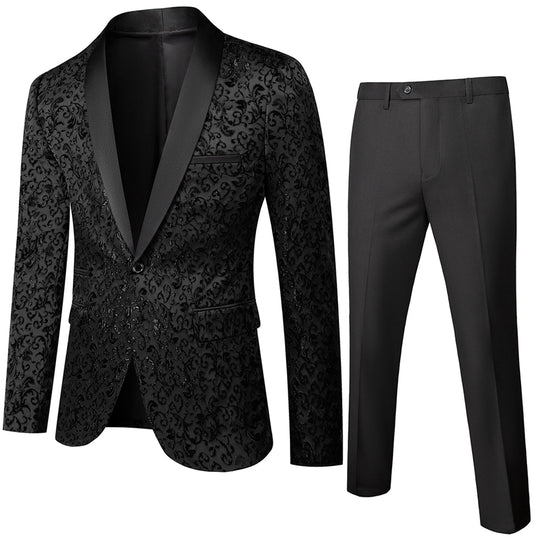 Herren Anzug 2-teilig Slim Fit | Hochzeitsgäste Blumenmuster