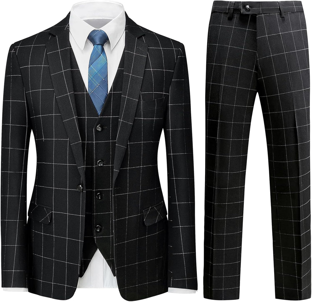 Herren Anzug 3-teilig Slim Fit | Hochzeitsgäste Karo Muster