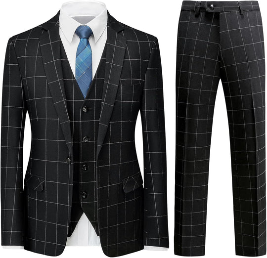Herren Anzug 3-teilig Slim Fit | Hochzeitsgäste Karo Muster