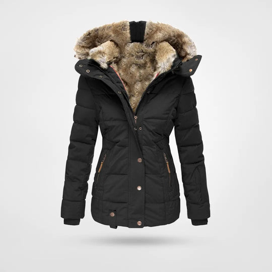 Winterjacke Damen Kapuze | Gesteppt mit Taschen