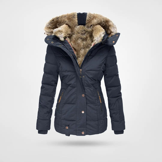 Winterjacke Damen Kapuze | Gesteppt mit Taschen