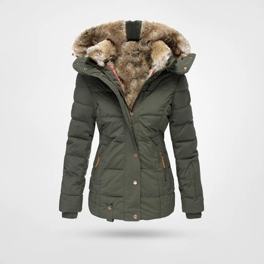 Winterjacke Damen Kapuze | Gesteppt mit Taschen