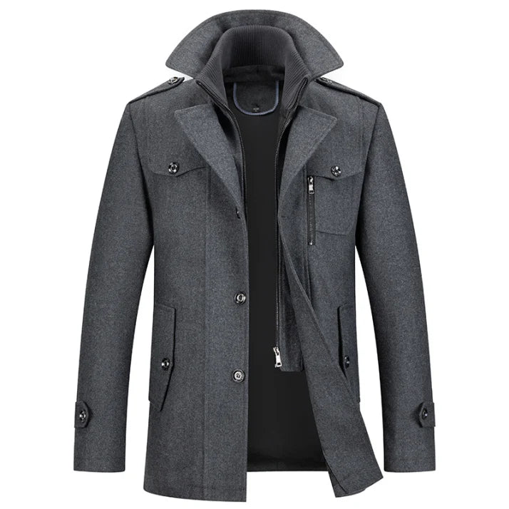 Mantel Herren Winterjacke | Stehkragen mit Taschen
