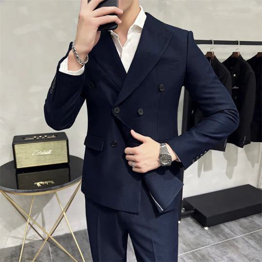 Herren Anzug 3-teilig Slim Fit | Hochzeitsgäste Doppelreihig