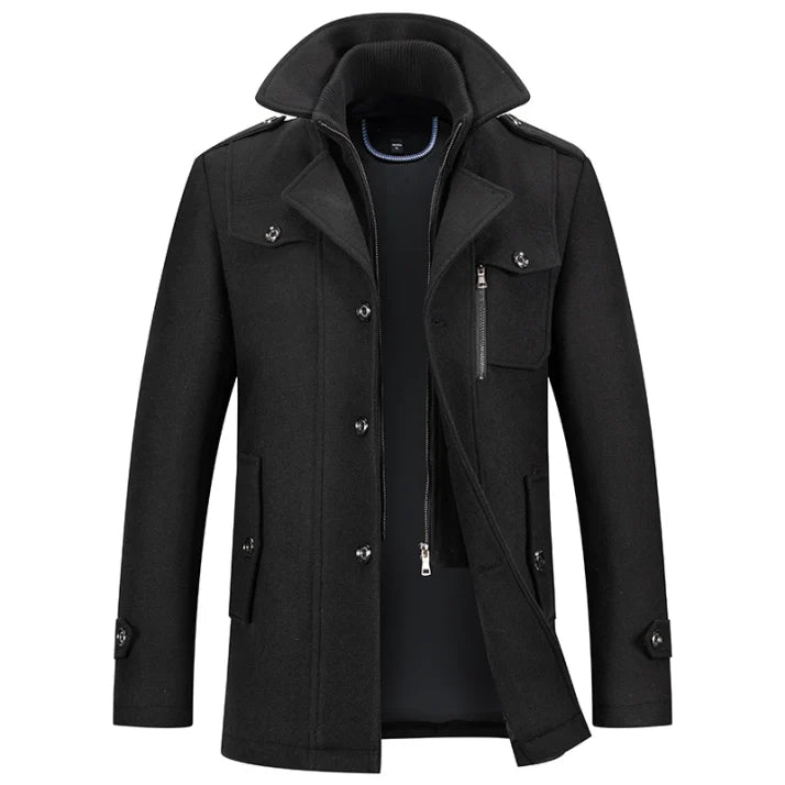 Mantel Herren Winterjacke | Stehkragen mit Taschen
