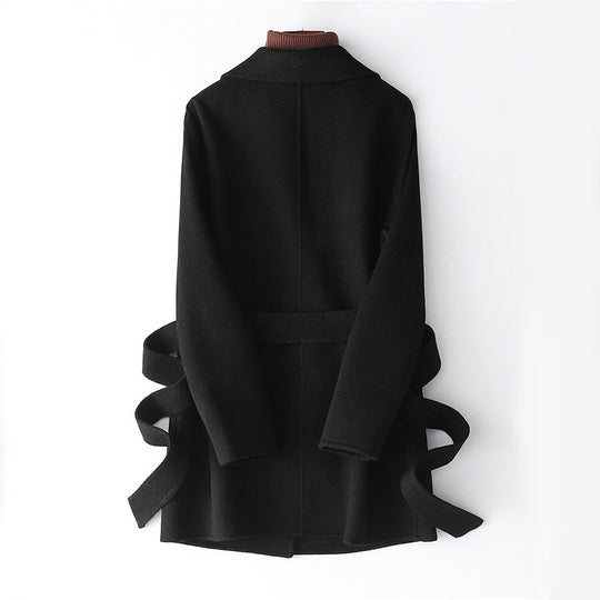 Damen Mantel Winterjacke | Kurz mit Gürtel und Taschen