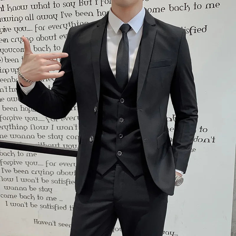 Herren Anzug 3-teilig Slim Fit | Hochzeitsgäste Mit Zweiknopf-Blazer