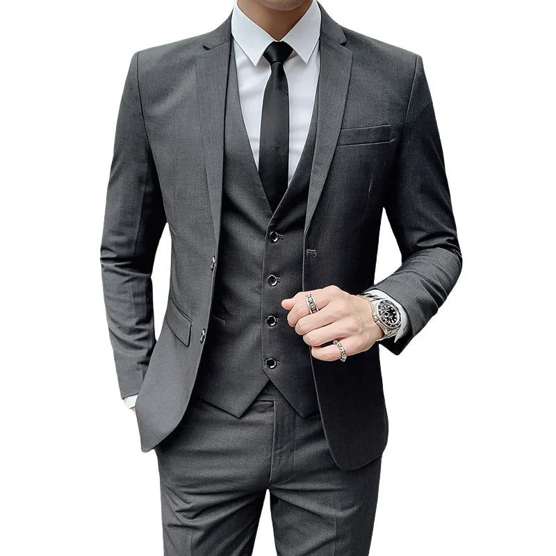 Herren Anzug 3-teilig Slim Fit | Hochzeitsgäste Mit Zweiknopf-Blazer