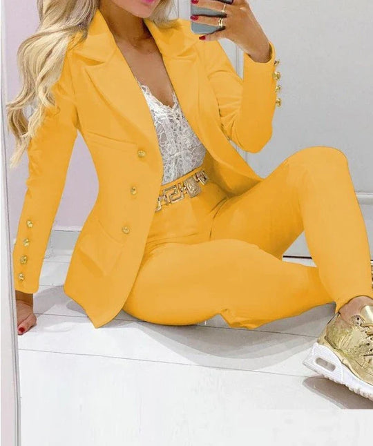 Damen Blazer Set mit Hose | Mit Knopfdetails