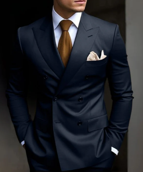 Herren Anzug 2-teilig Slim Fit | Hochzeitsgäste Schmaler Schnitt mit Zweireihigem Sakko