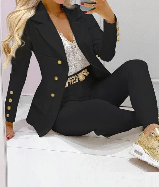 Damen Blazer Set mit Hose | Mit Knopfdetails