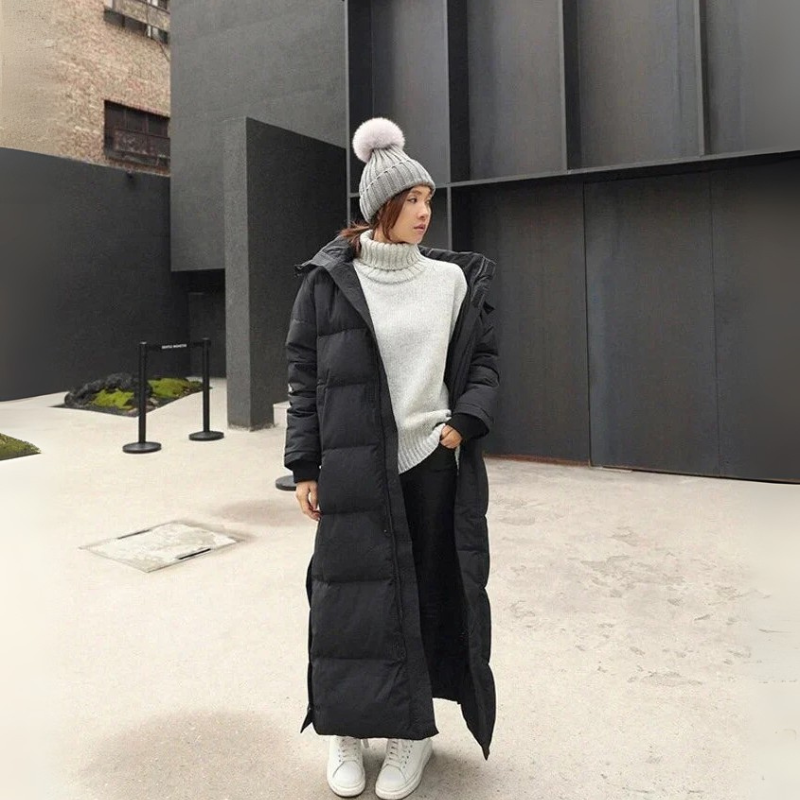 Winterjacke Damen Daunenjacke | Extra Lang mit Kapuze