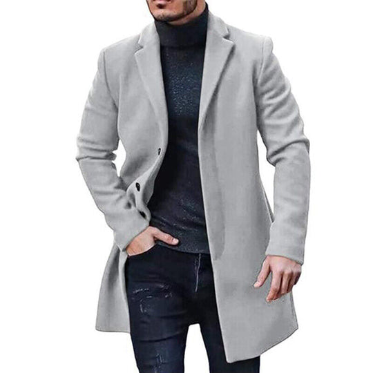 Herren Mantel Winterjacke | Langer Schnitt mit Reverskragen