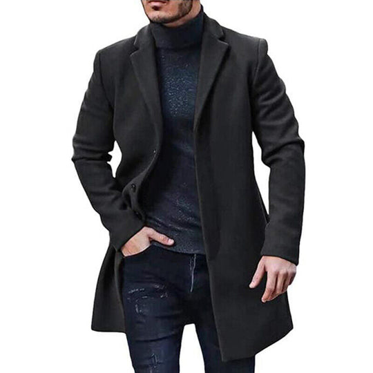 Herren Mantel Winterjacke | Langer Schnitt mit Reverskragen