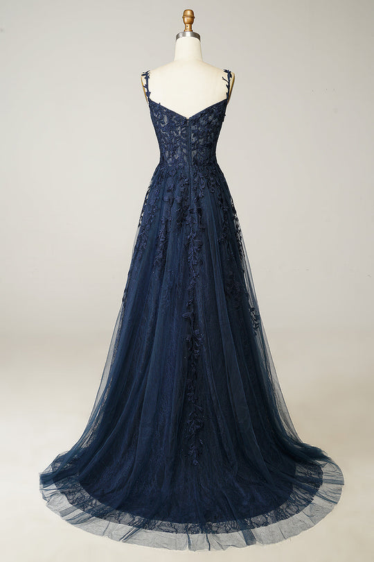 Damen Ballkleid mit Herz-Ausschnitt und Spaghettiträgern | Maxi