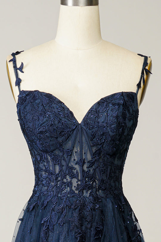 Damen Ballkleid mit Herz-Ausschnitt und Spaghettiträgern | Maxi