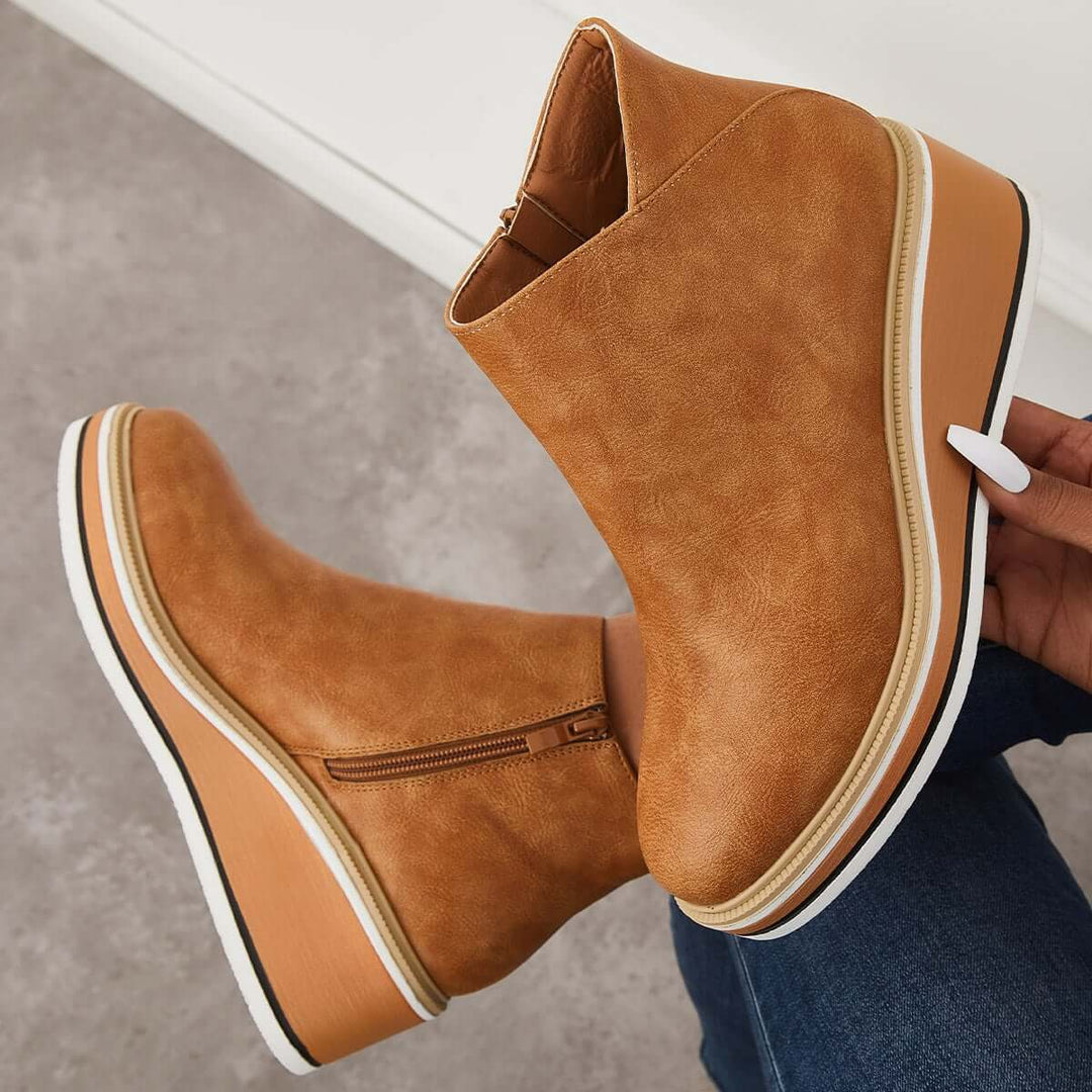 Stylische Ankle Boots mit Reißverschluss und Plateau