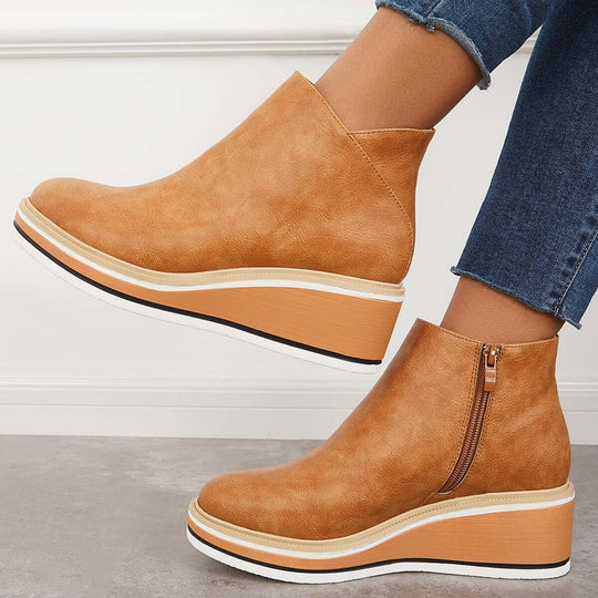 Stylische Ankle Boots mit Reißverschluss und Plateau