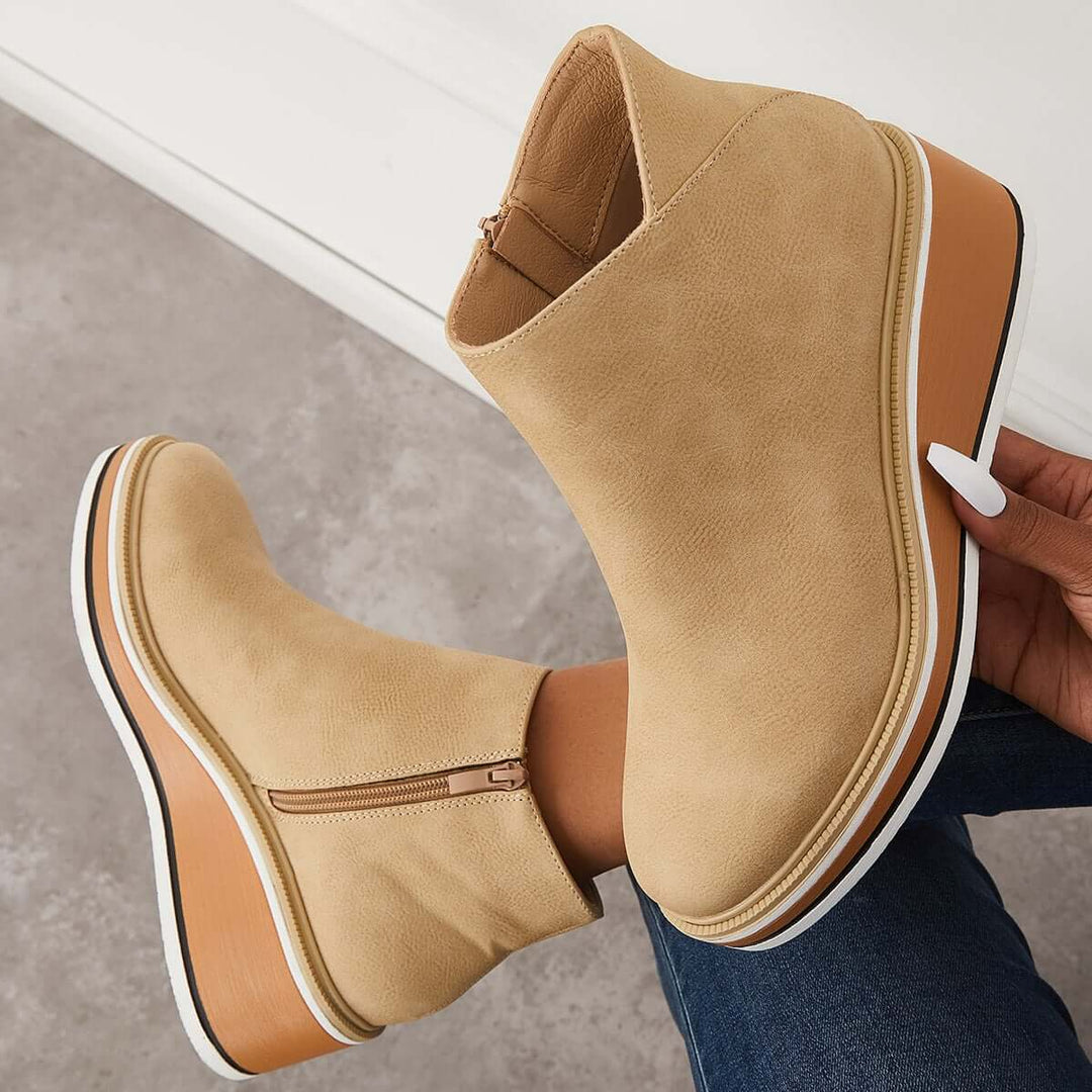 Stylische Ankle Boots mit Reißverschluss und Plateau