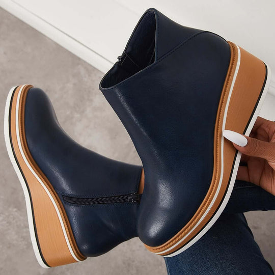 Stylische Ankle Boots mit Reißverschluss und Plateau