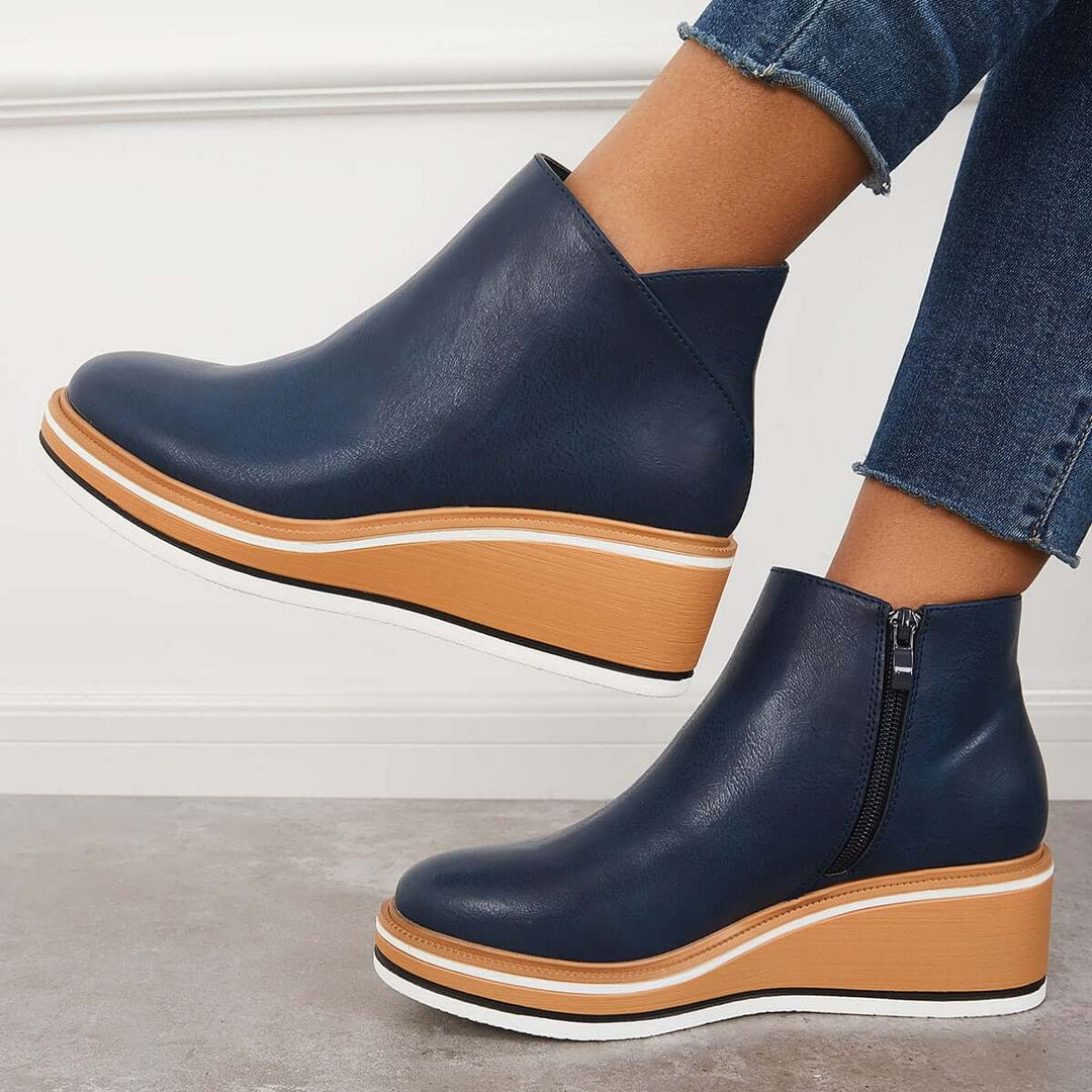 Stylische Ankle Boots mit Reißverschluss und Plateau