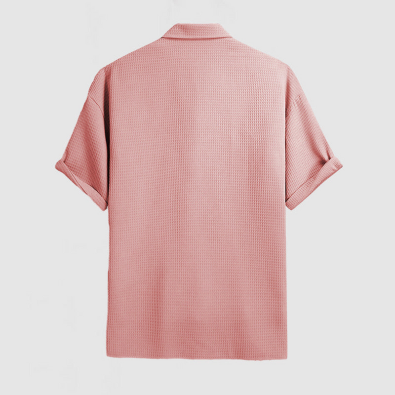 Herren Elegantes Waffel-Strickmuster Hemd | Langarm Hemden Herren