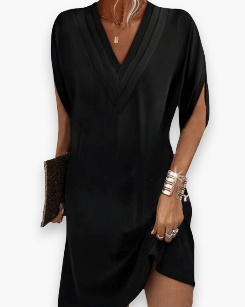 Damen Elegantes V-Ausschnitt Kleid | Midi