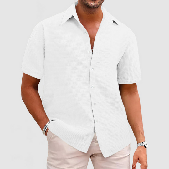 Herren Elegantes Waffel-Strickmuster Hemd | Langarm Hemden Herren