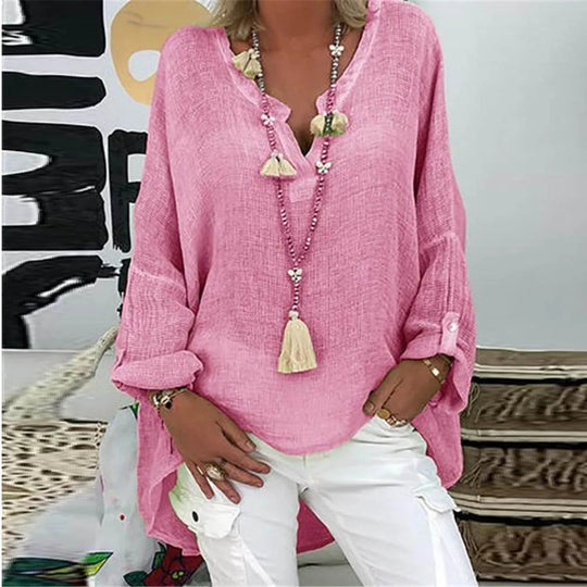 Pink Delight - Rosa Bluse Mit Eleganten O-Hals