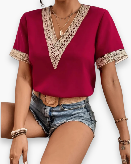 Damen Elegantes V-Ausschnitt Oberteil | Vielseitig