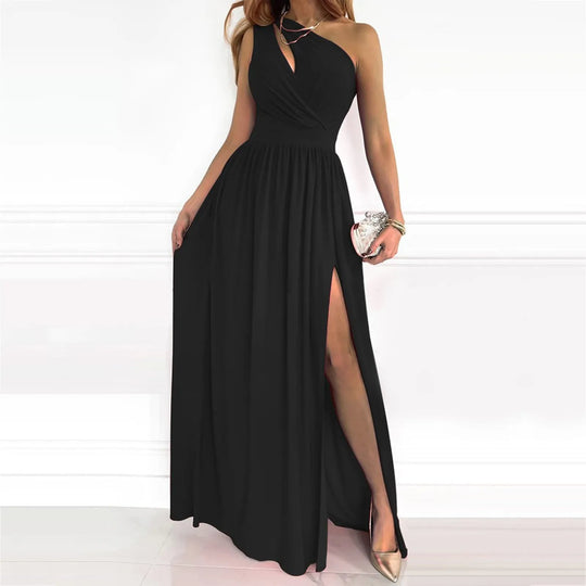 Abendkleid Damen | One-Shoulder Maxi Mit Seitenschlitz