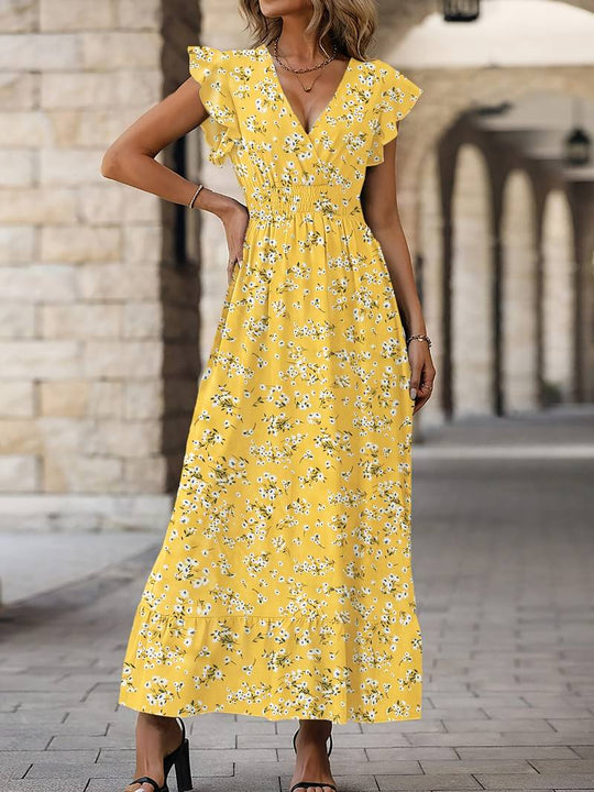 Ava – Kleid Mit Schmetterlingsärmeln Und Rüschensaum