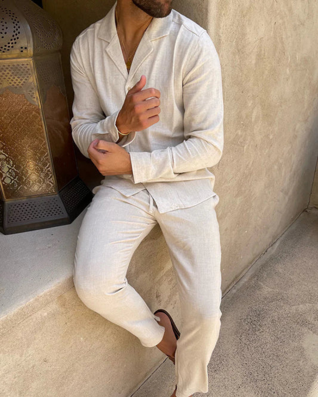 Herren Leichter Zweiteiler | Sommer-Set mit Hemd & Hose
