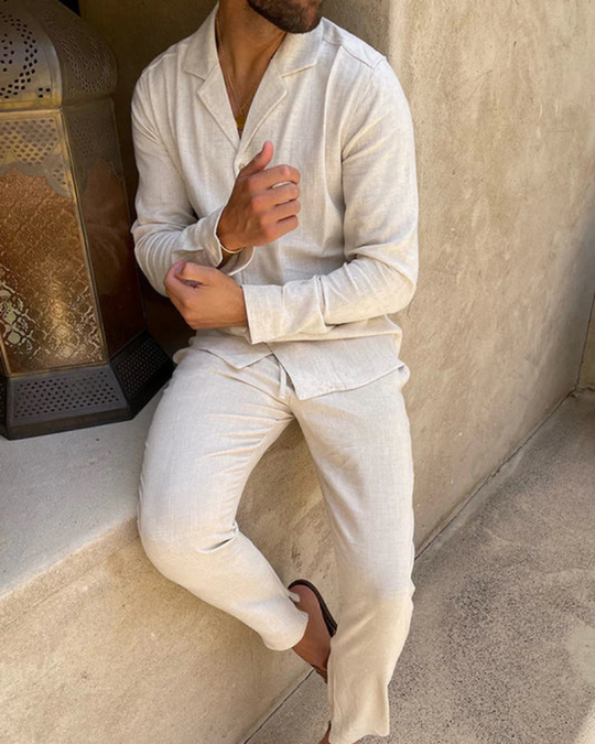 Herren Leichter Zweiteiler | Sommer-Set mit Hemd & Hose