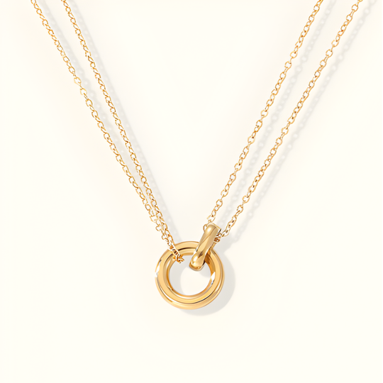 Damen Halskette | Zweilagige Kette mit Anhänger