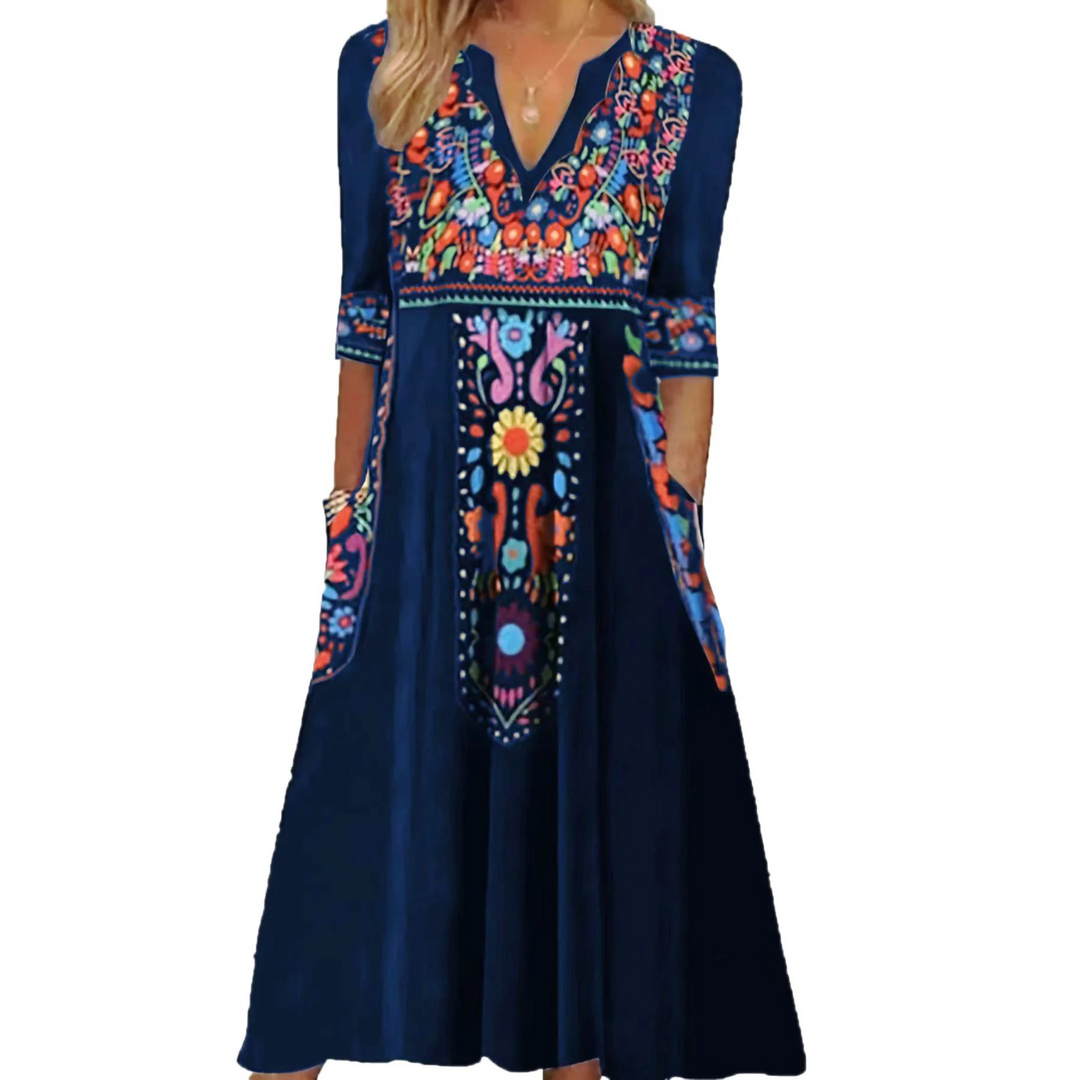 Nora Kleid - Sommer Blumen Druck Kleid