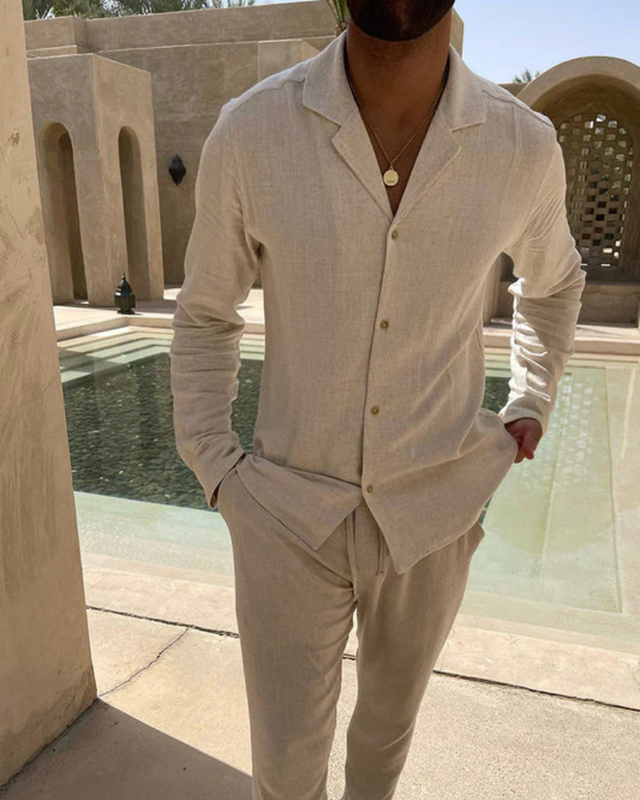 Herren Leichter Zweiteiler | Sommer-Set mit Hemd & Hose