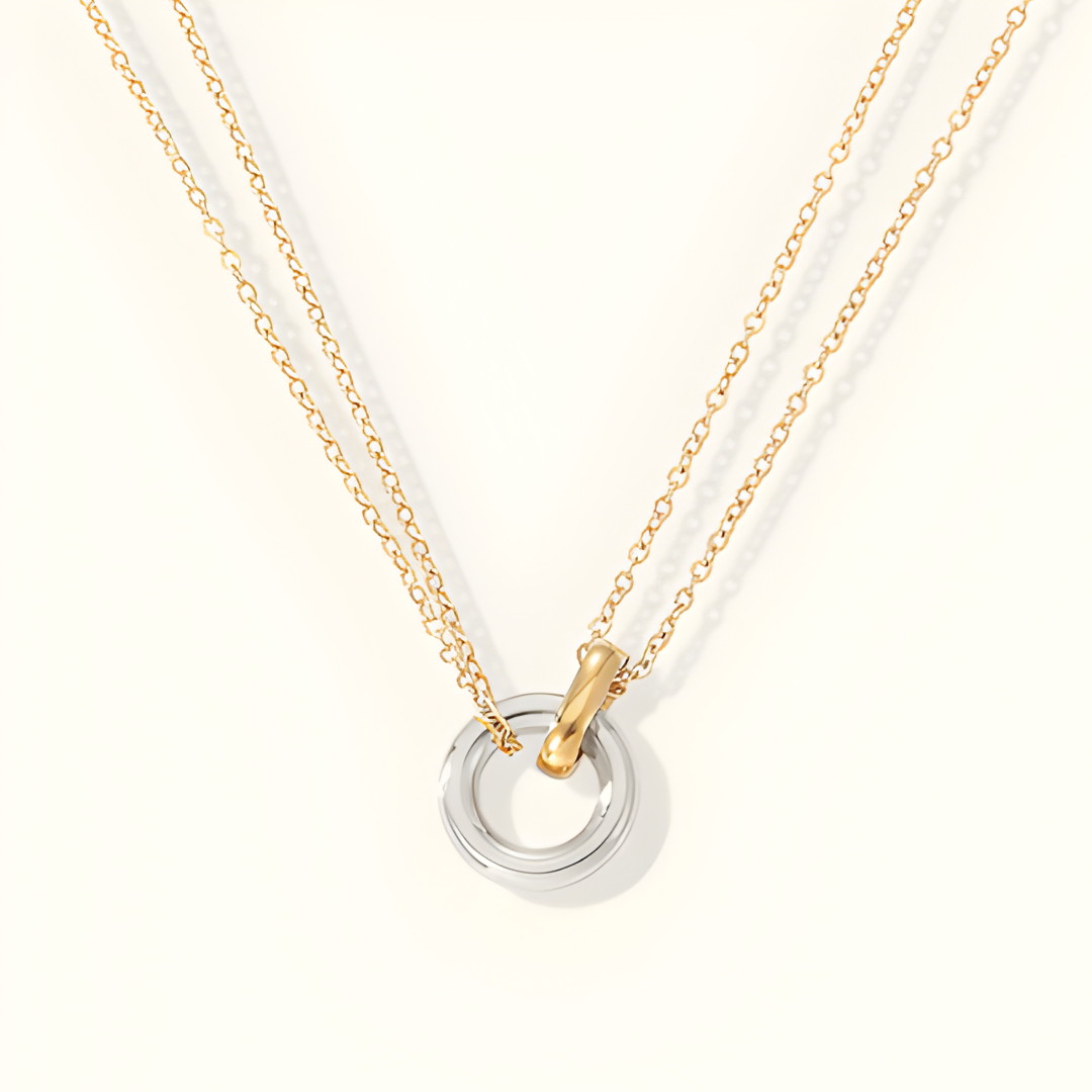 Damen Halskette | Zweilagige Kette mit Anhänger