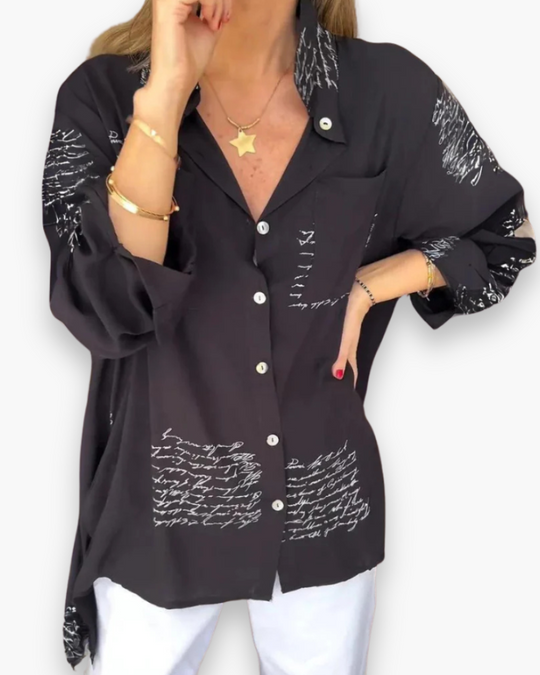 Damen Künstlerisches Button-Up-Shirt | Lässig T-Shirt